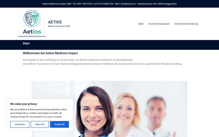 Screenshot of aetios.eu