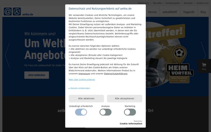 Screenshot of aetka.de