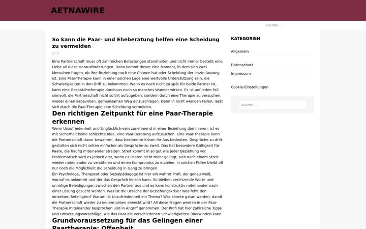 Screenshot of aetnawire.com