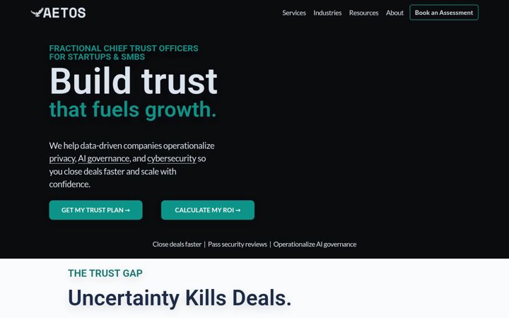 Screenshot of aetos-data.com
