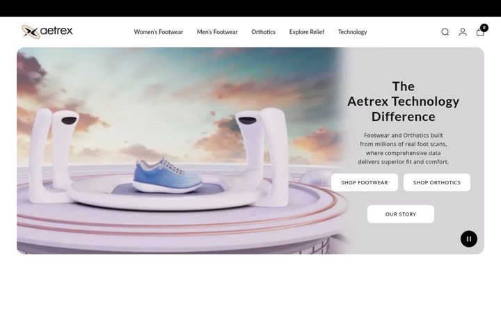 Screenshot of aetrex.com