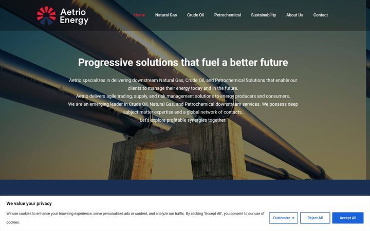 Screenshot von aetrioenergy.com