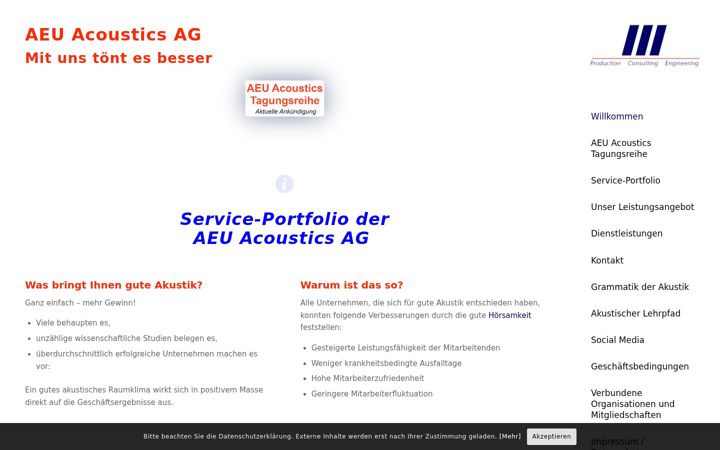 Screenshot van aeuacoustics.ch