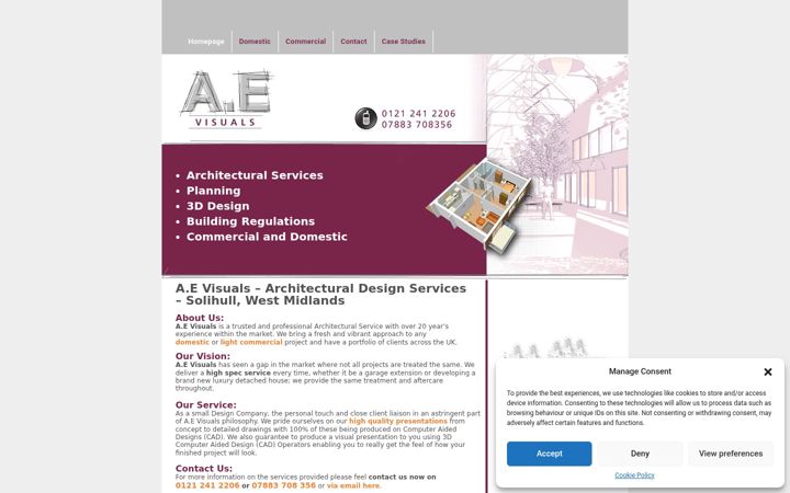 Screenshot van aevisuals.co.uk
