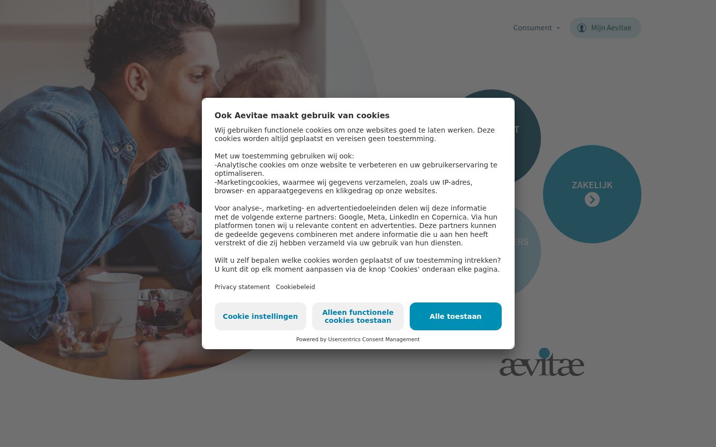 Screenshot van de toestemmingsbanner zoals getoond vóór enige interactie