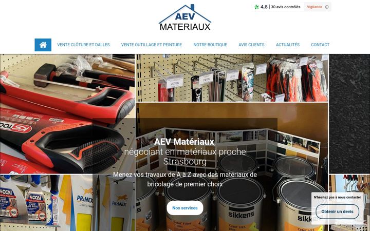 Screenshot of aevmateriaux-avis.fr