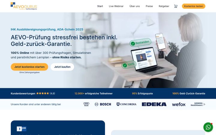 Screenshot of aevo-gurus.de