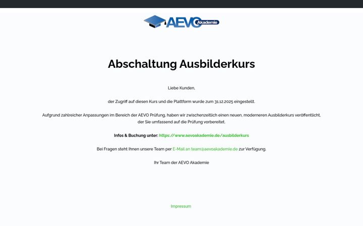 Screenshot of aevoakademie.courses