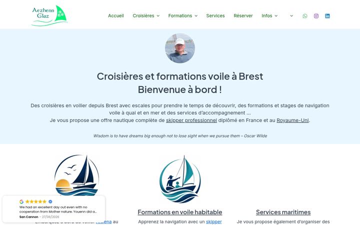 Capture d'écran de aezhenn-croisieres.bzh