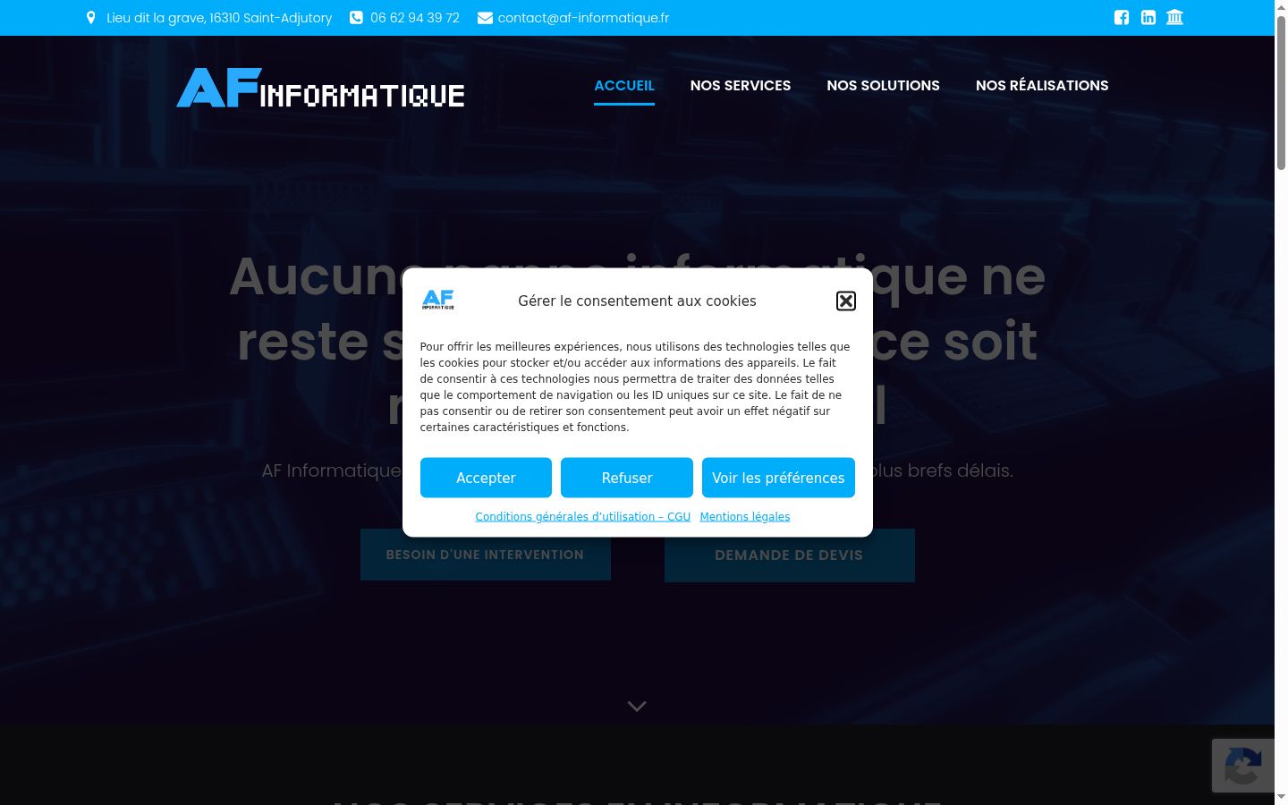 Screenshot of the consent banner shown before any interaction