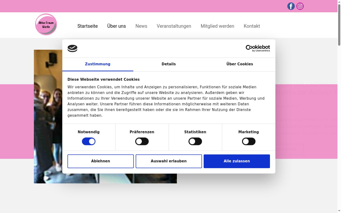 Sutikimo reklamjuostės, rodytos prieš bet kokią sąveiką, ekrano kopija