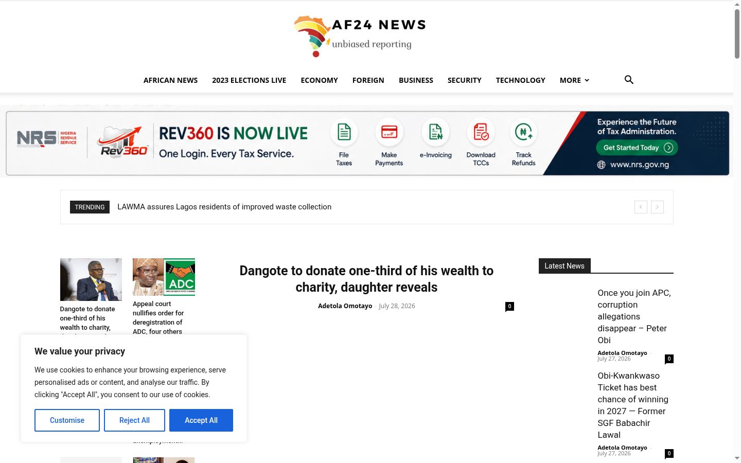 Screenshot tal-banner tal-kunsens muri qabel kwalunkwe interazzjoni