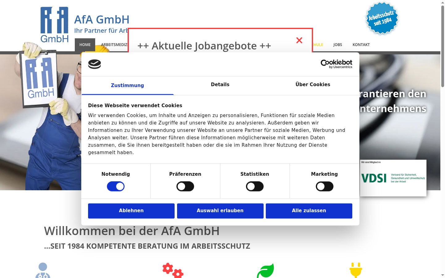 Ekrānuzņēmums ar piekrišanas baneri, kas tika rādīts pirms jebkādas mijiedarbības