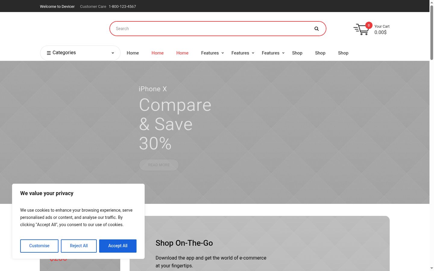 Screenshot of the consent banner shown before any interaction