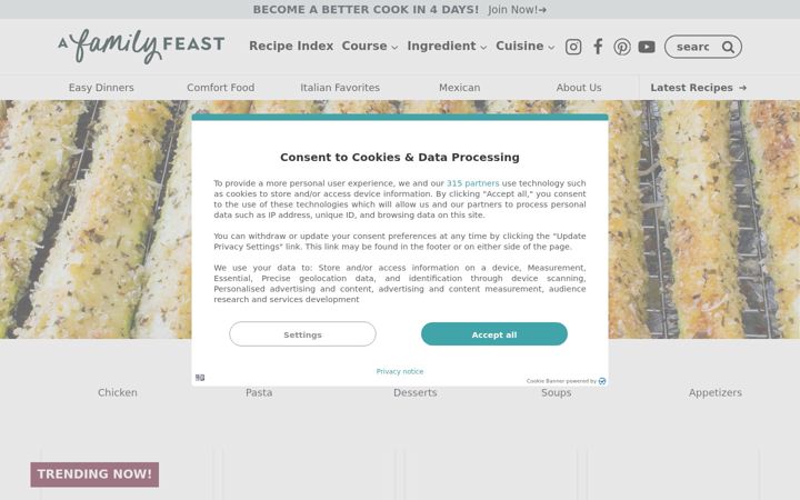 Screenshot of afamilyfeast.com