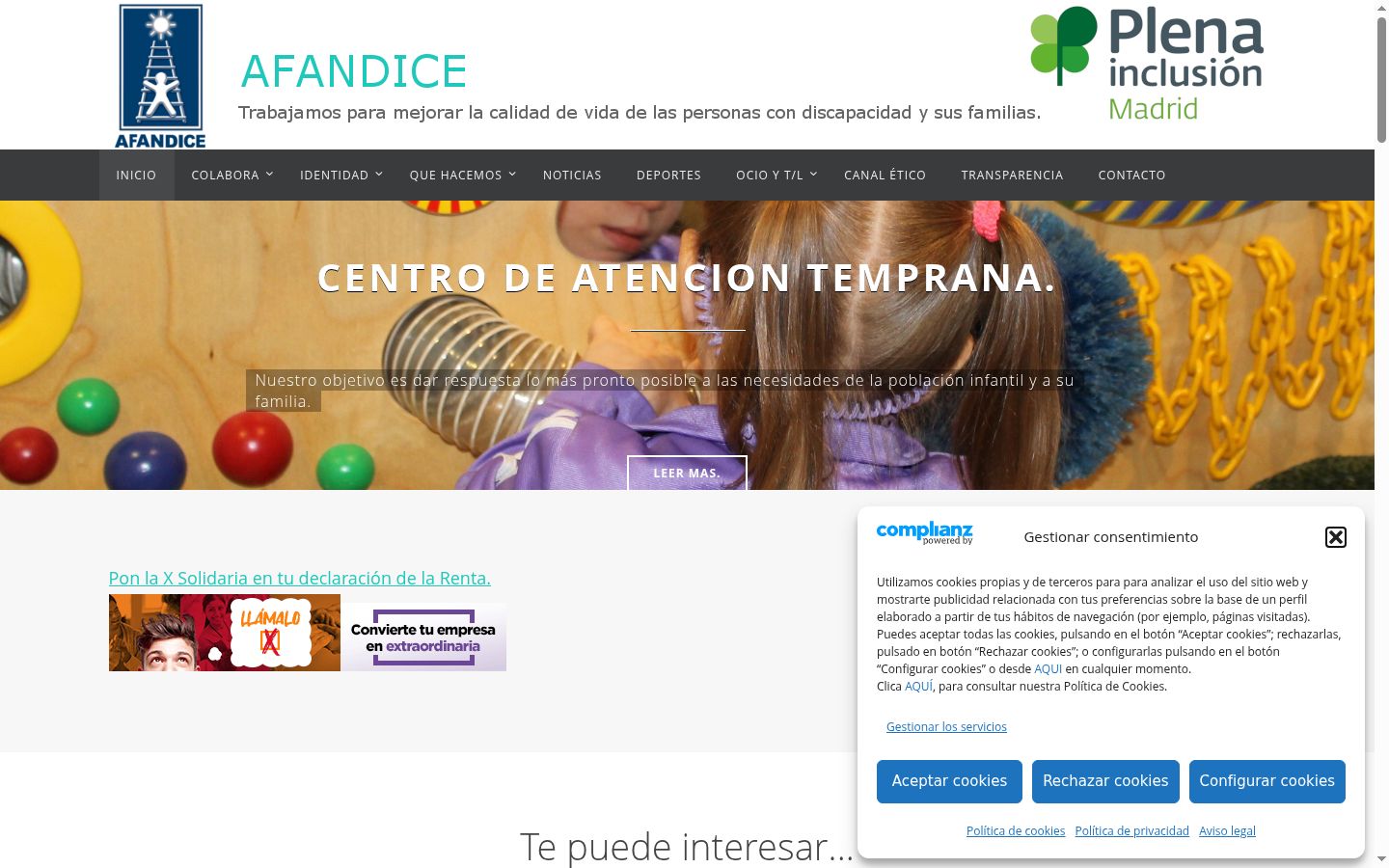 Screenshot of the consent banner shown before any interaction