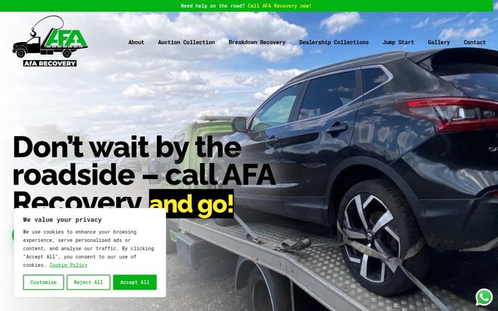 Screenshot of afarecovery.co.uk