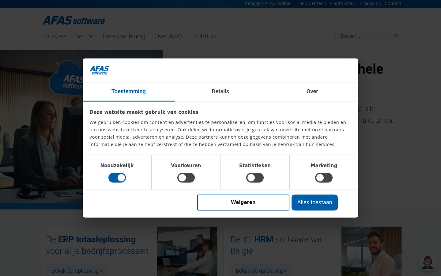 Screenshot del banner di consenso mostrato prima di qualsiasi interazione