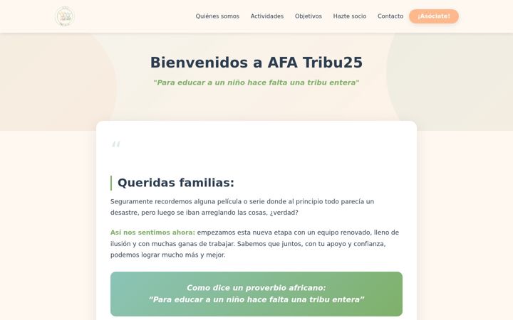 Kuvakaappaus sivustosta afatribu25.org