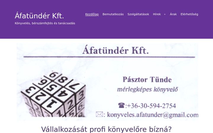 Kuvakaappaus sivustosta afatunder.hu