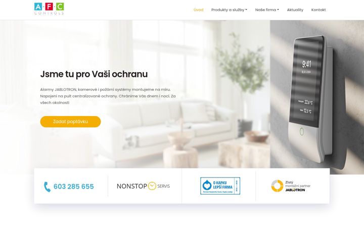 Snímek obrazovky afcalarm.cz