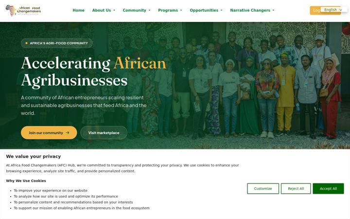 Screenshot ta' afchub.org