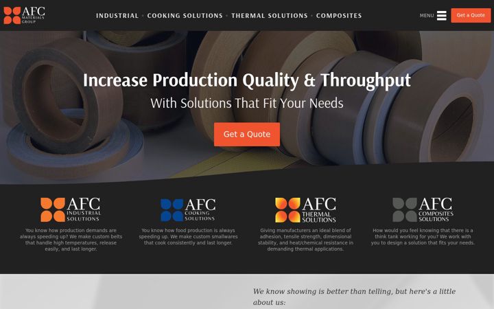 Snímek obrazovky afcmaterials.com