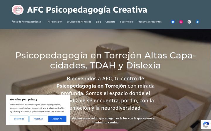 Captură de ecran a afcpsicopedagogiacreativa.com