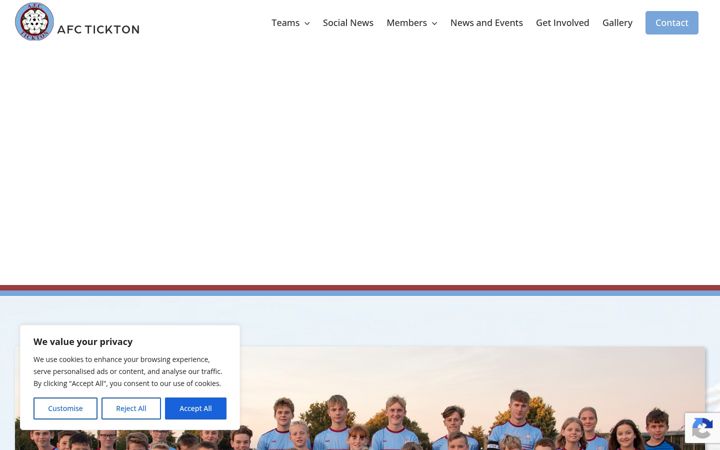 Screenshot stránky afctickton.co.uk