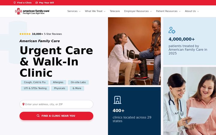 Screenshot of afcurgentcare.com