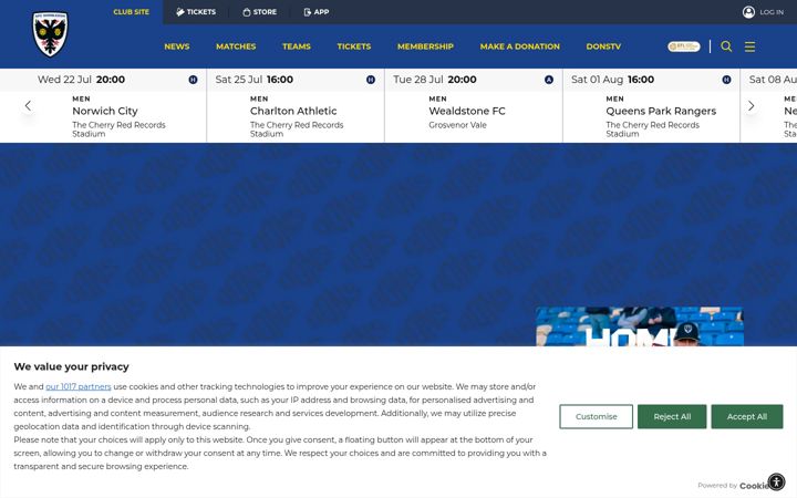Screenshot of afcwimbledon.co.uk