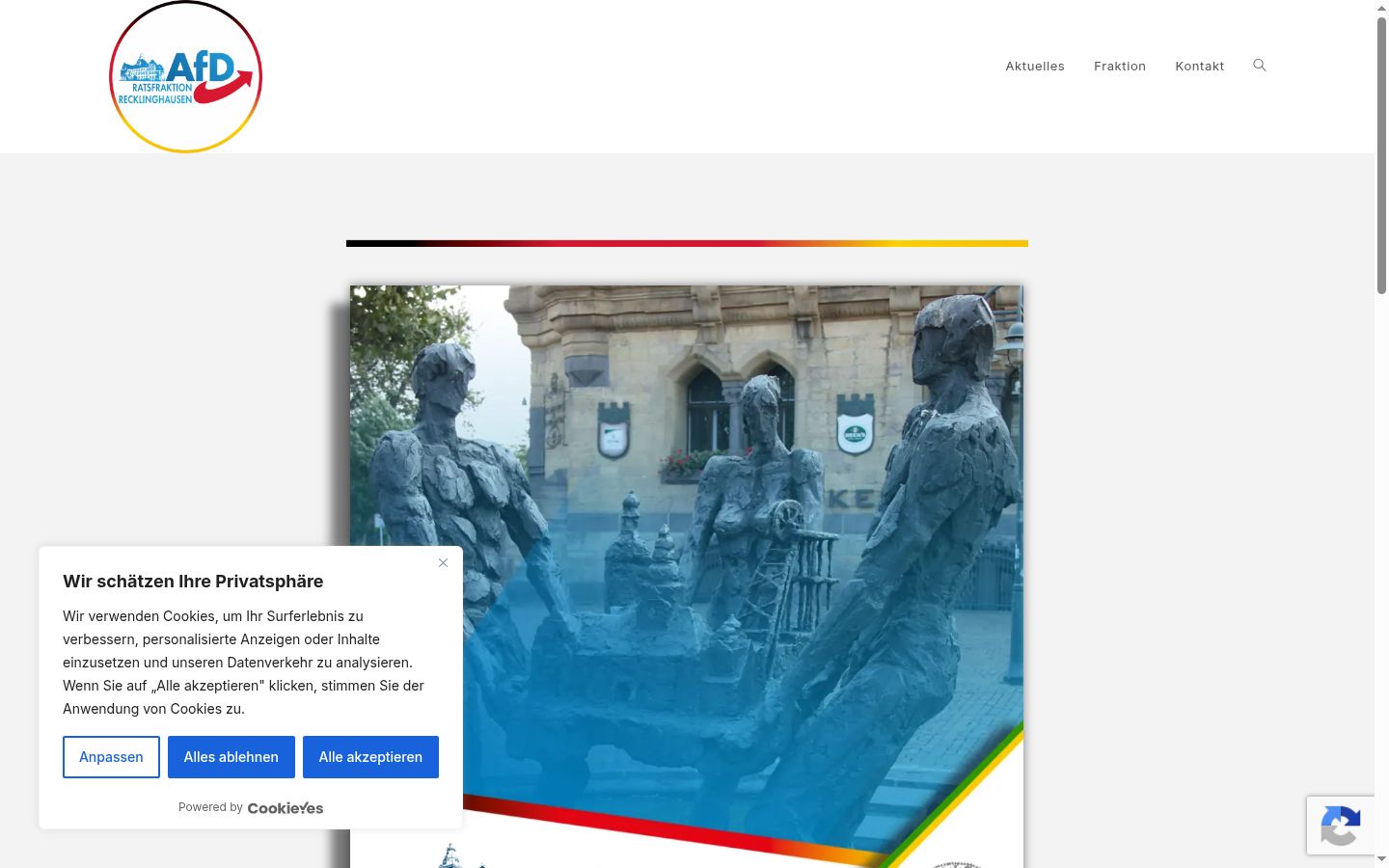Screenshot of the consent banner shown before any interaction