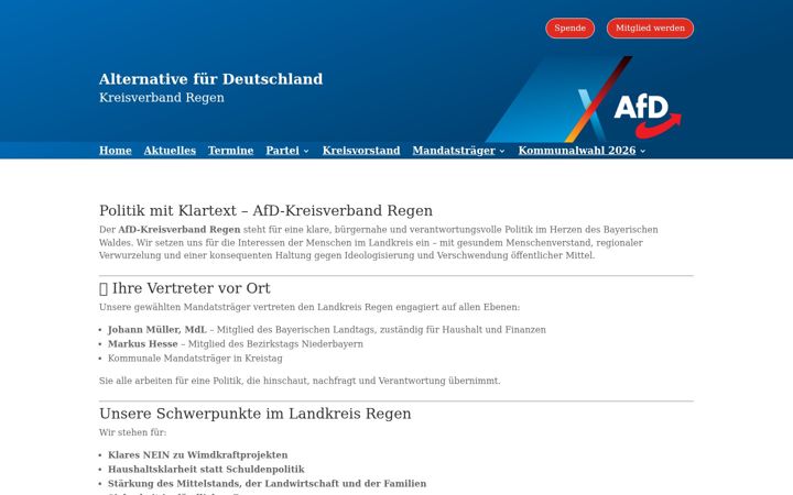 Captură de ecran a afd-kv-regen.de