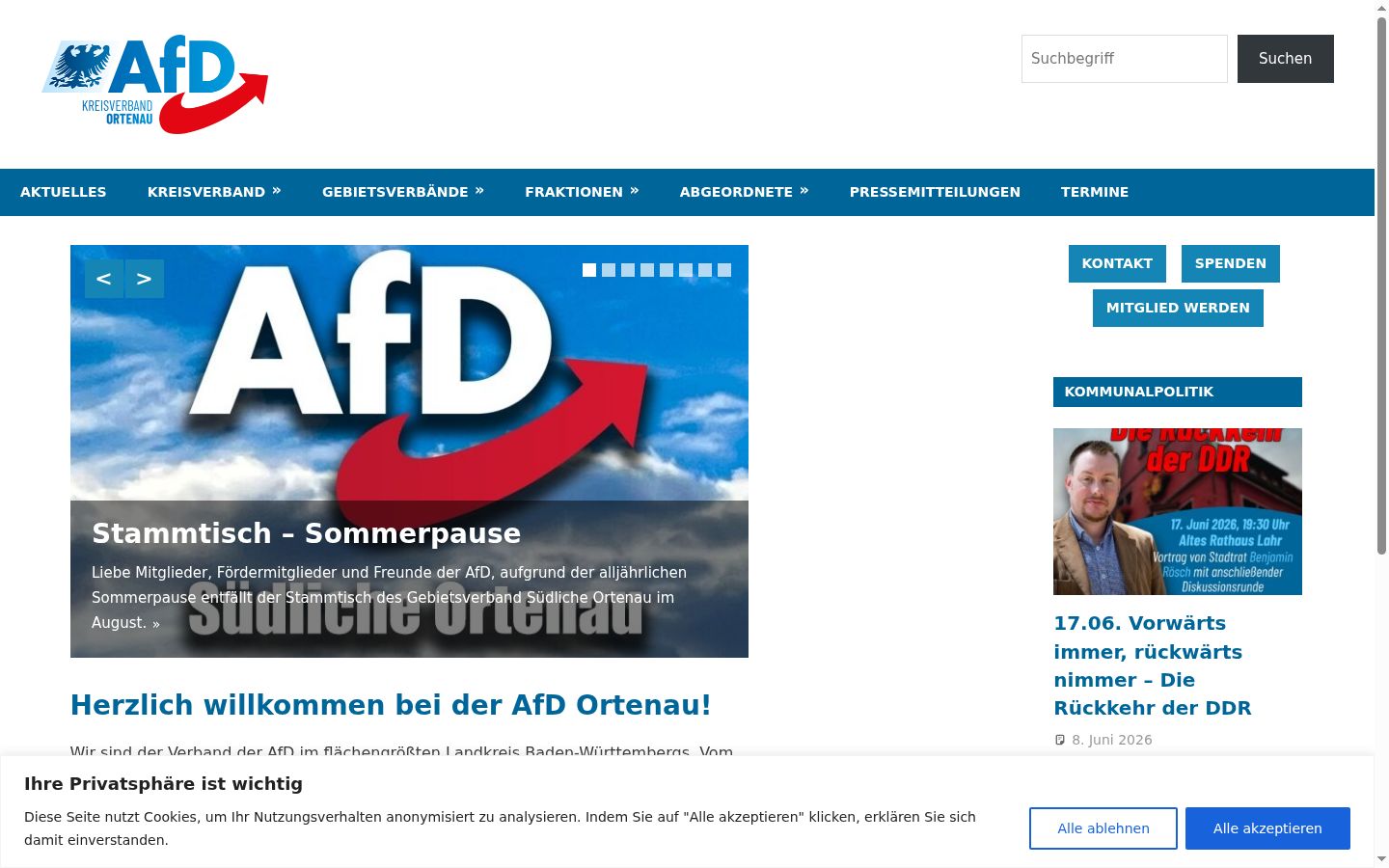 Screenshot tal-banner tal-kunsens muri qabel kwalunkwe interazzjoni