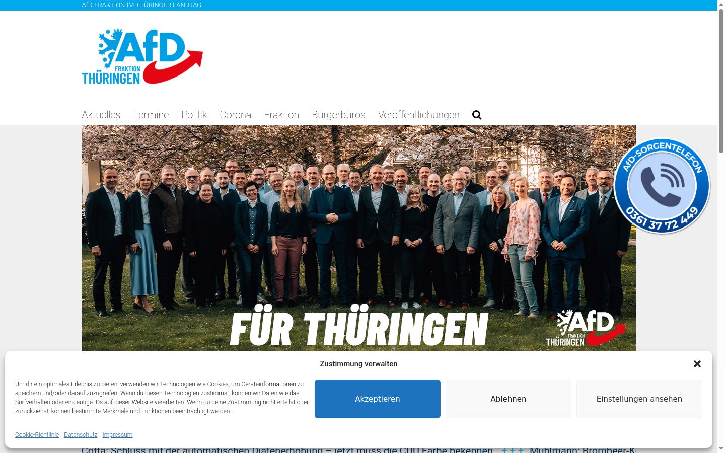 Skærmbillede af samtykkebanneret, som det blev vist før nogen interaktion