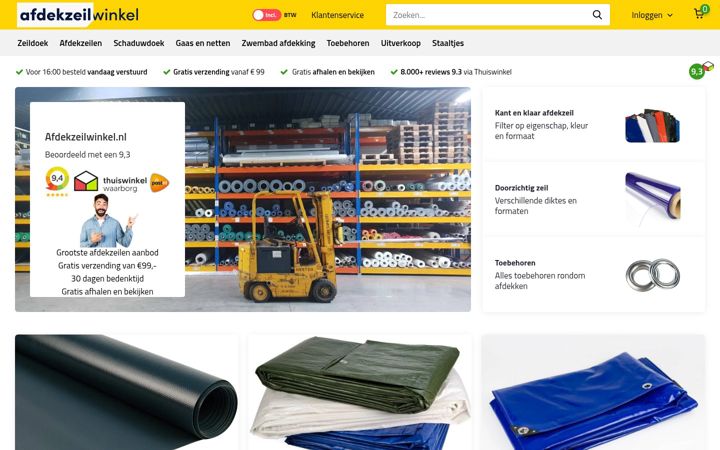 Snímek obrazovky afdekzeilwinkel.nl