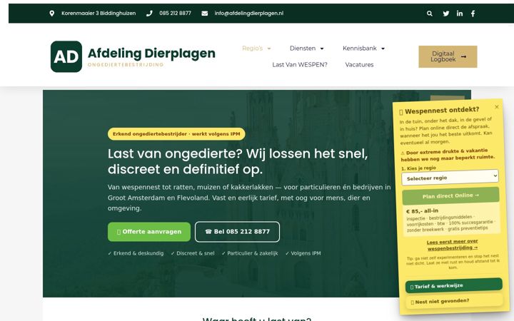 Screenshot of afdelingdierplagen.nl
