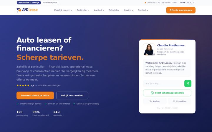 Screenshot of afdlease.nl