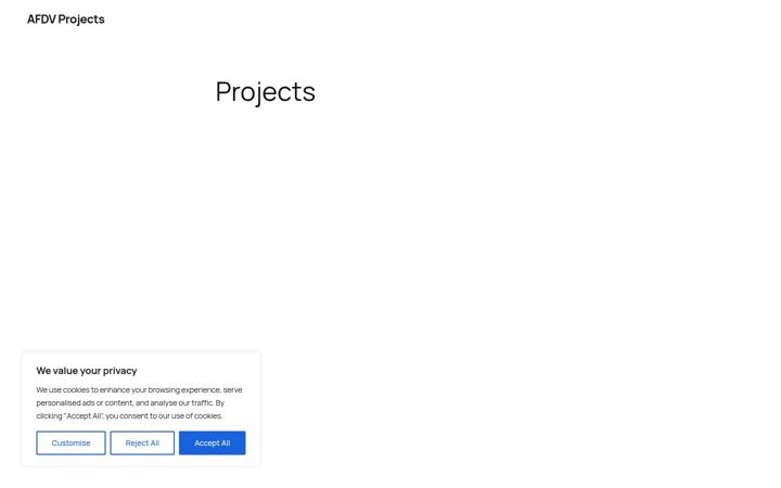 Captură de ecran a afdvprojects.com