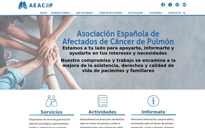 Screenshot of afectadoscancerdepulmon.com