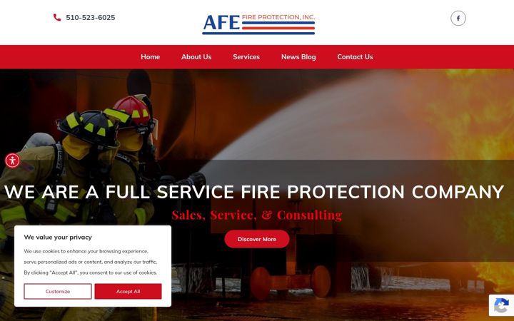Captură de ecran a afefireprotection.com