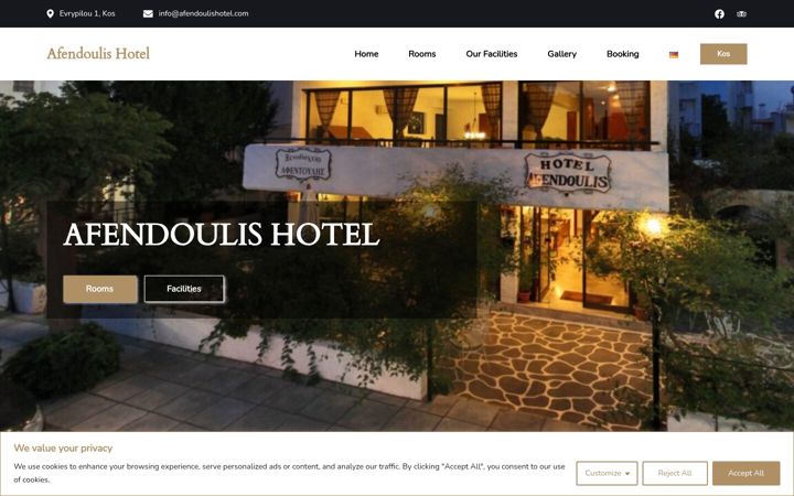 Screenshot of afendoulishotel.com