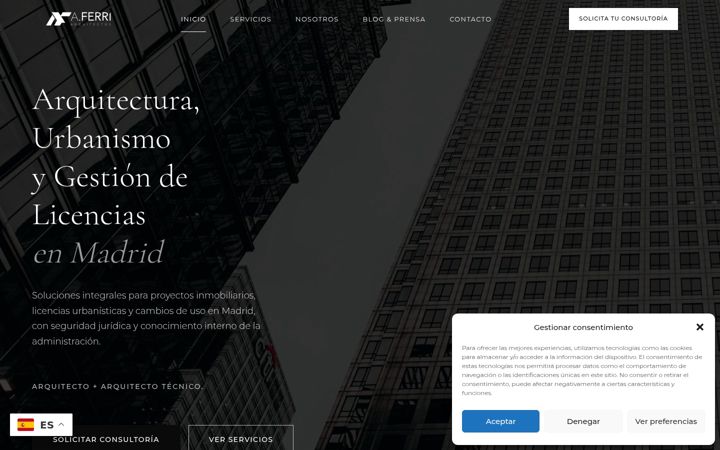 Snímek obrazovky aferriarquitectos.es