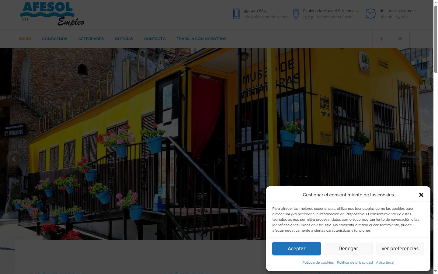 Screenshot del banner di consenso mostrato prima di qualsiasi interazione