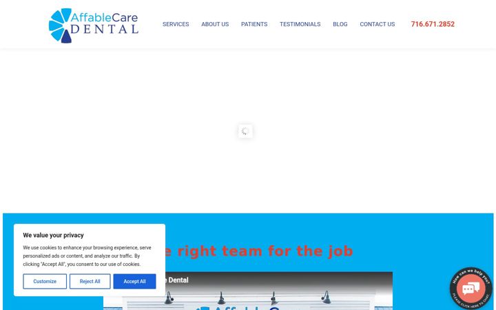 Screenshot of affablecaredental.com