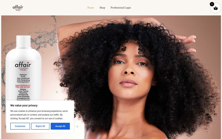 Screenshot ta' affairhair.com