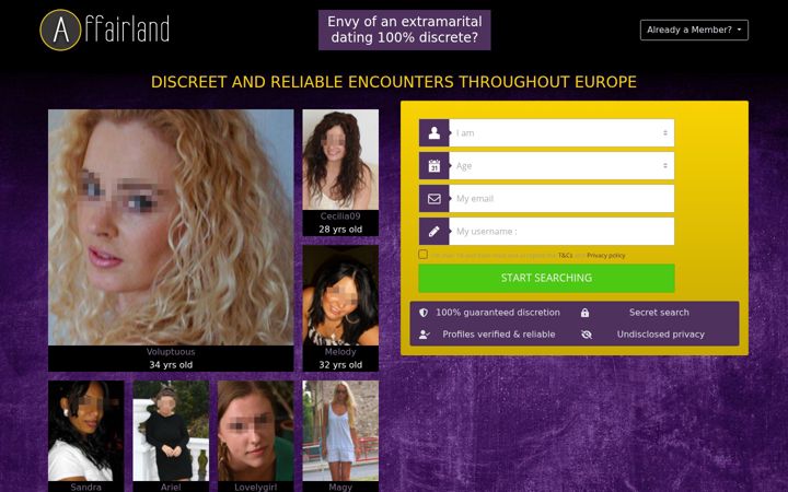 Screenshot of affairland.com
