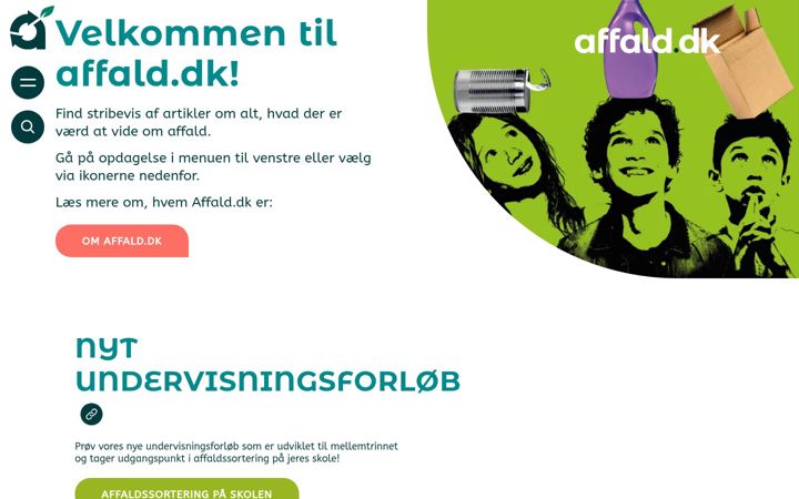 Screenshot of affald.dk