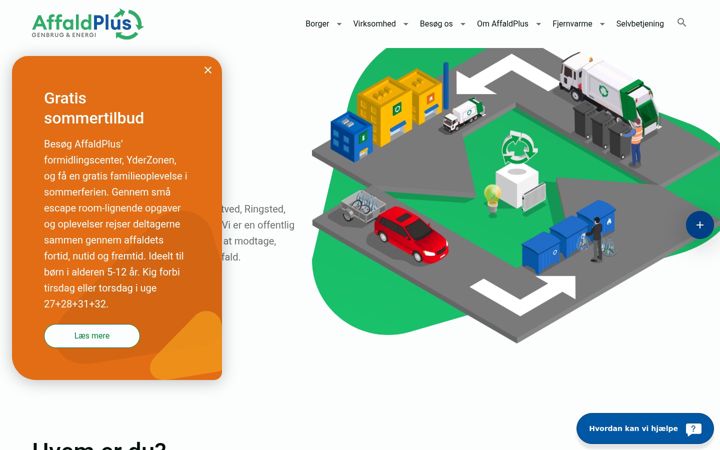 Screenshot stránky affaldplus.dk