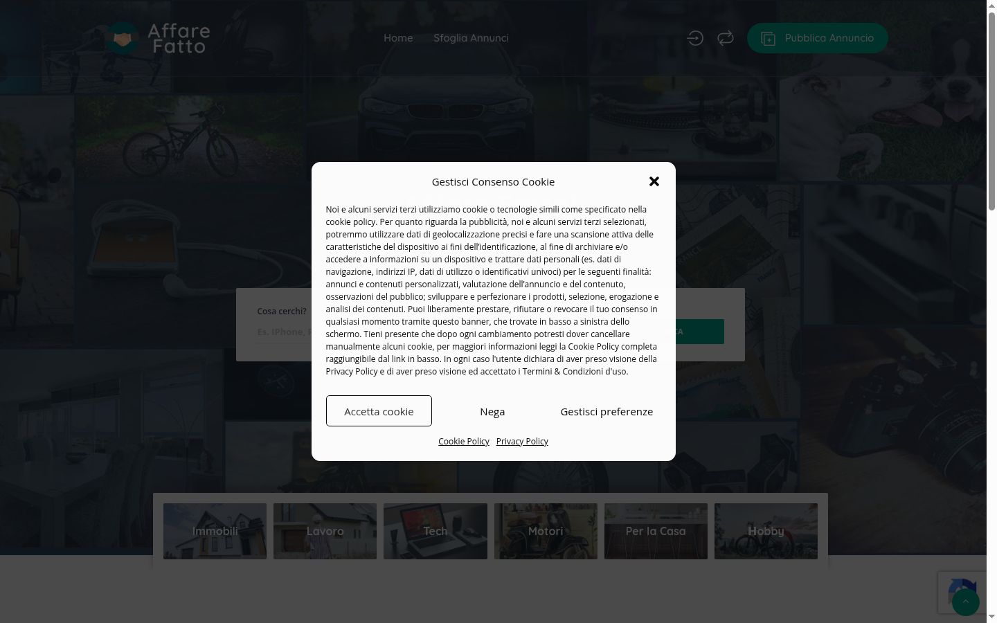 Screenshot tal-banner tal-kunsens muri qabel kwalunkwe interazzjoni